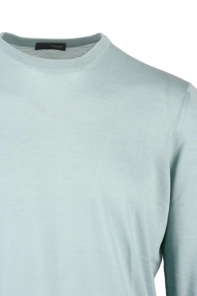 Drumohr Thin Merino Wool Crew Neck Pullover - Aqua Green