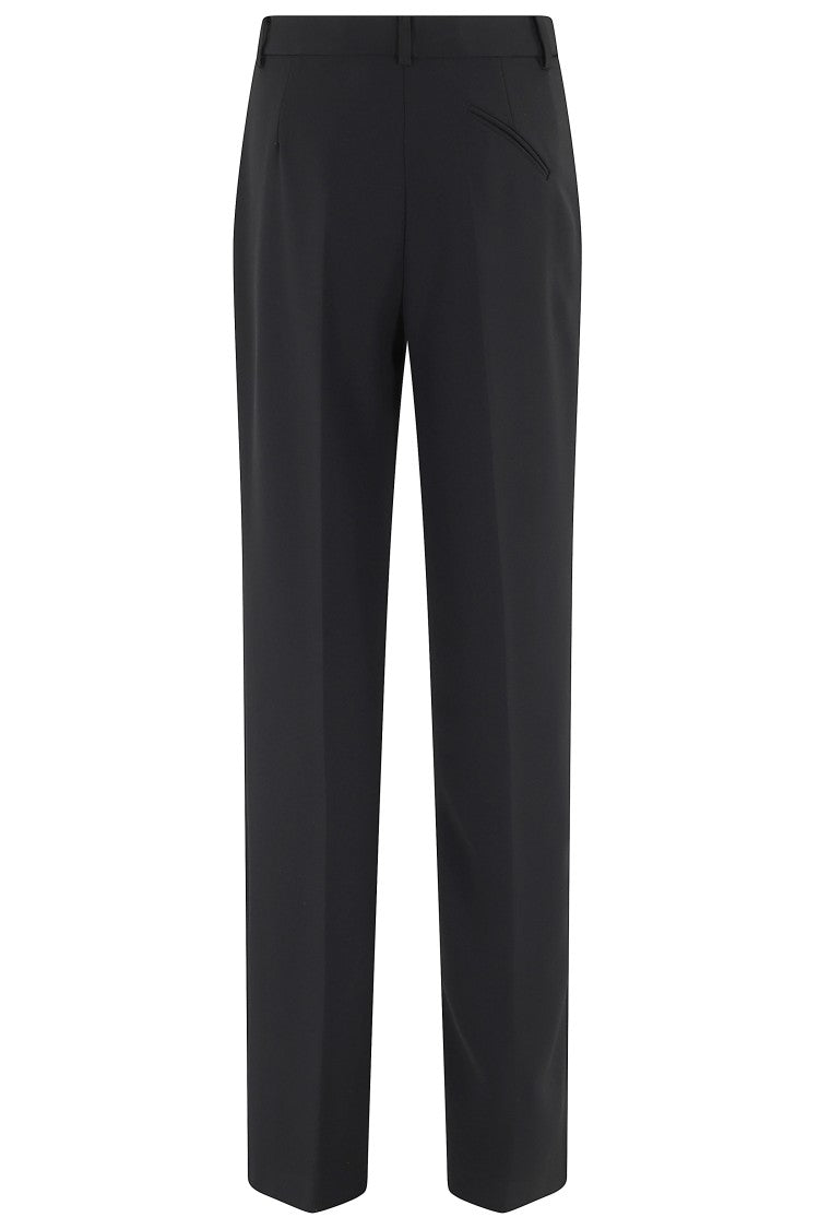 Federica Tosi Black Straight Cady Belt-Loops Polyester Formal Pants