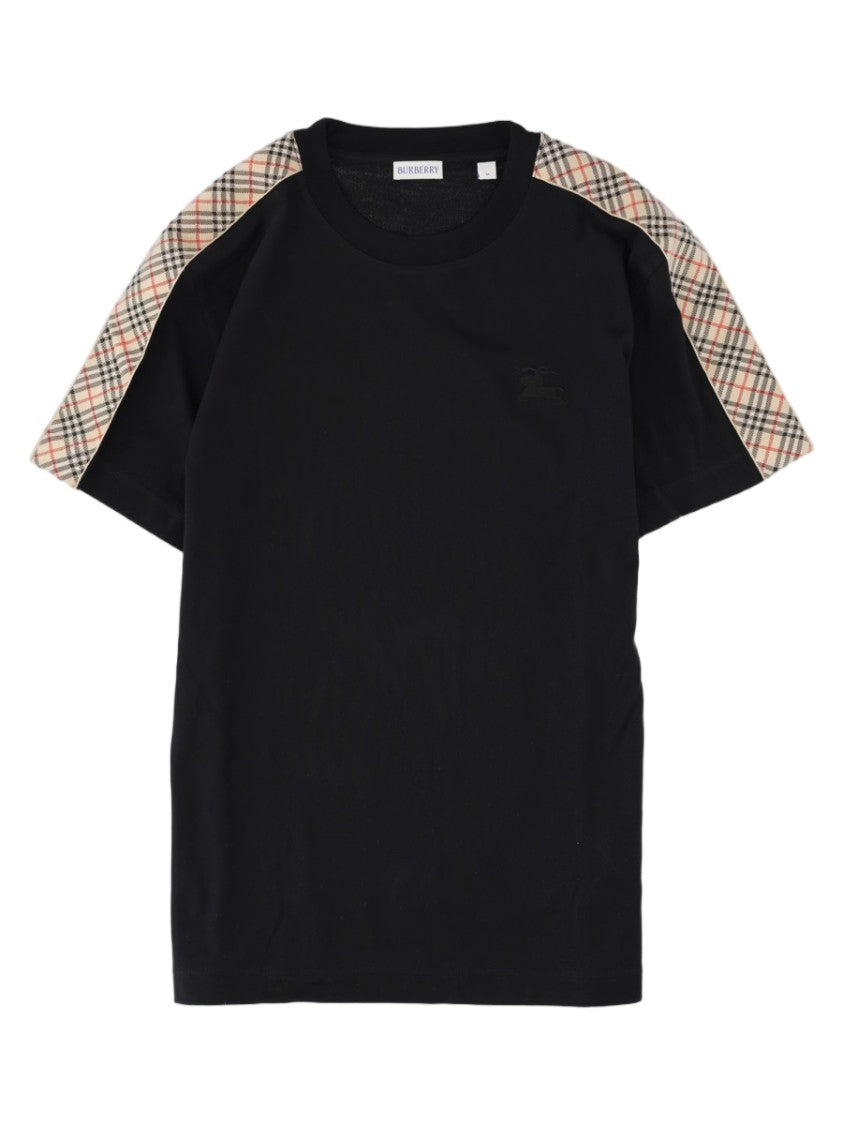 Burberry Plaid Accent Black Cotton T-Shirt