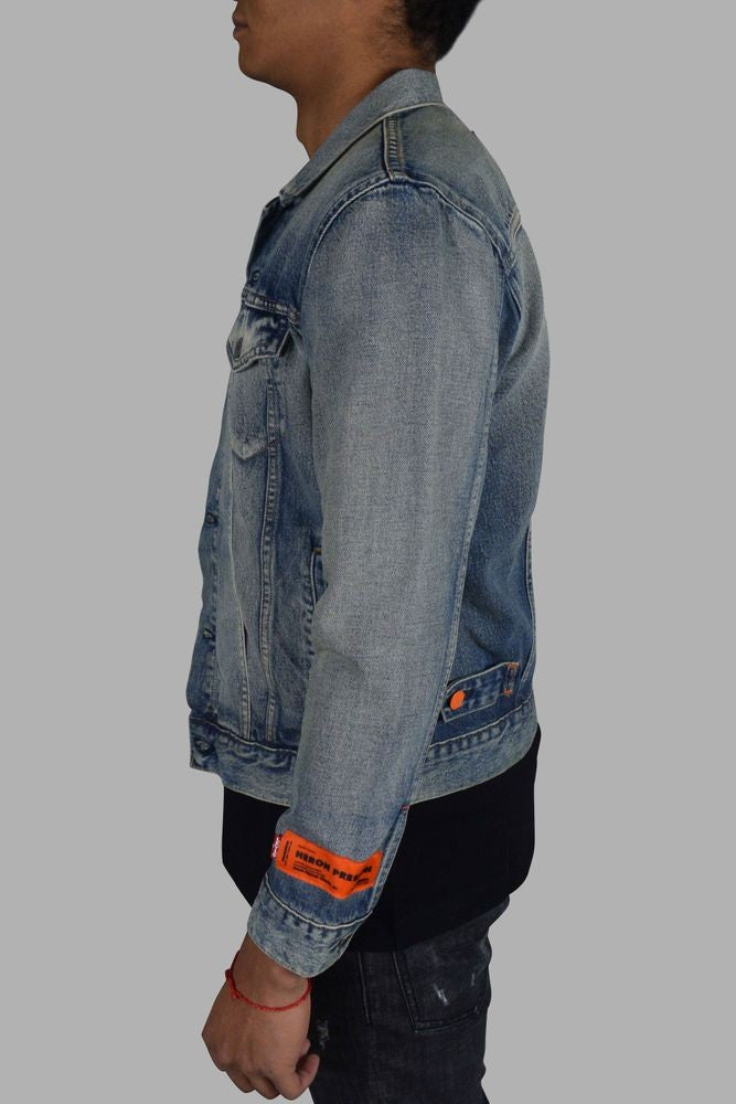 Heron Preston Vintage Indigo Denim Jacket With Flap Pockets