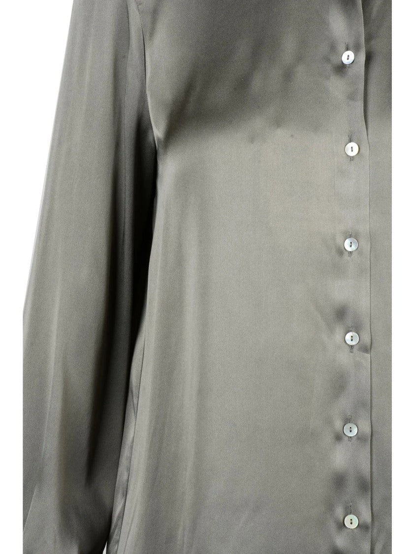 Marella Monochrome Green Silk-Blend Bunny Shirt