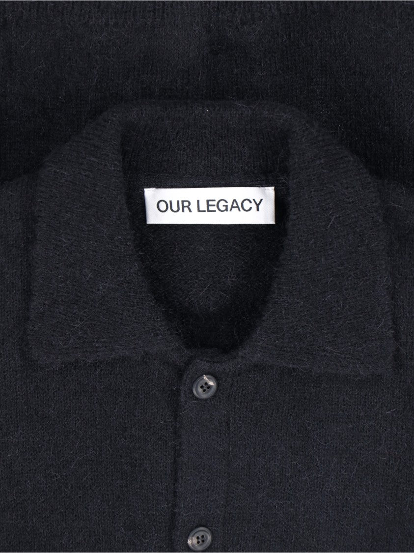 Our Legacy Relaxed Fit Black Button-Up Shirt With Textured Finish