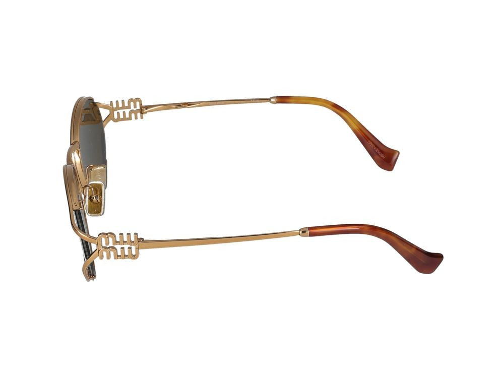 Miu Miu Round Metal Frame Sunglasses With Gold Finish