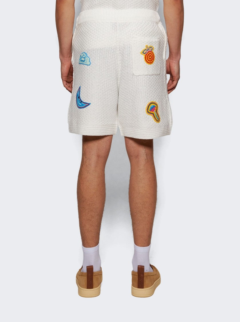 Casablanca Crochet Shorts With Patches White