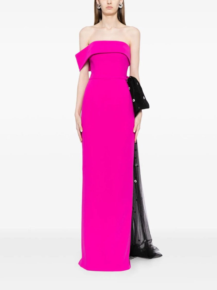 Saiid Kobeisy Crepe Off-Shoulder Dress With A Tulle Bow