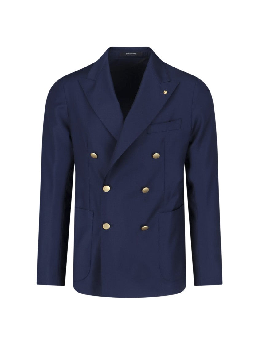 Tagliatore Navy Blue Double-Breasted Wool Blazer