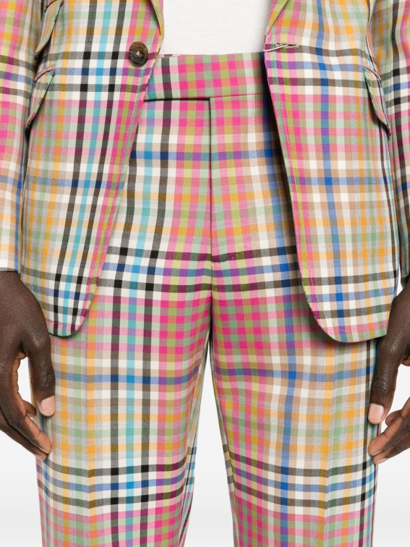 Vivienne Westwood Red Checked Pattern Side Buckle Trousers