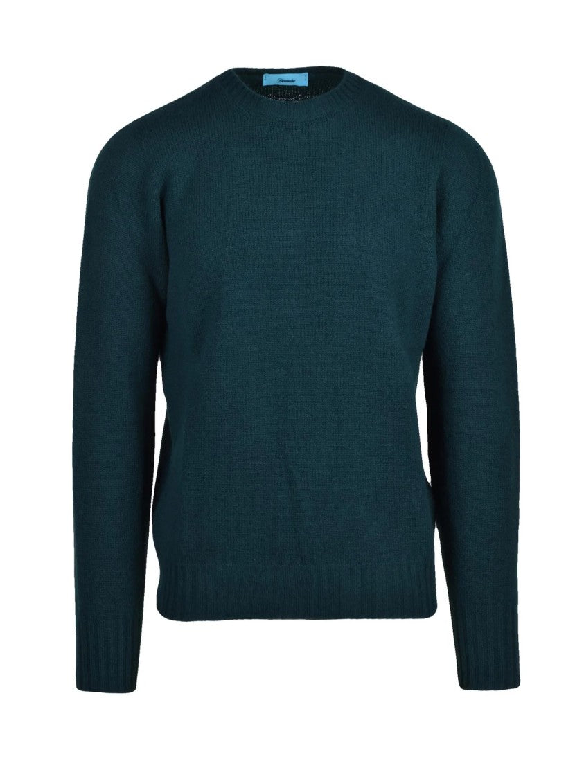 Drumohr Bottle Green Lambswool Fine Knit Crewneck Sweater