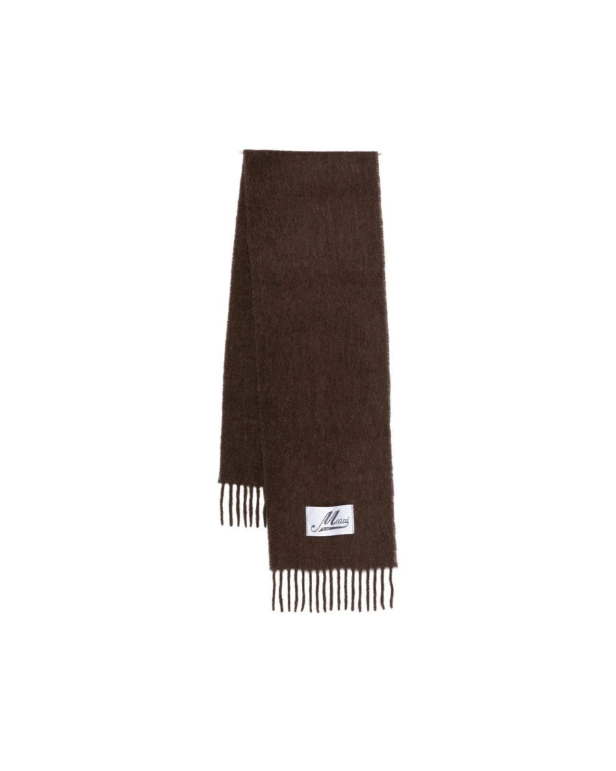 Marni Maroon Frange Alpaca-Blend Scarf