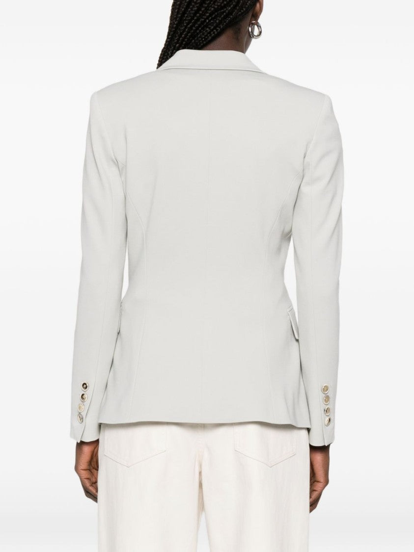 Pinko Tailored Grey Blazer With Notched Lapels And Flap Pockets