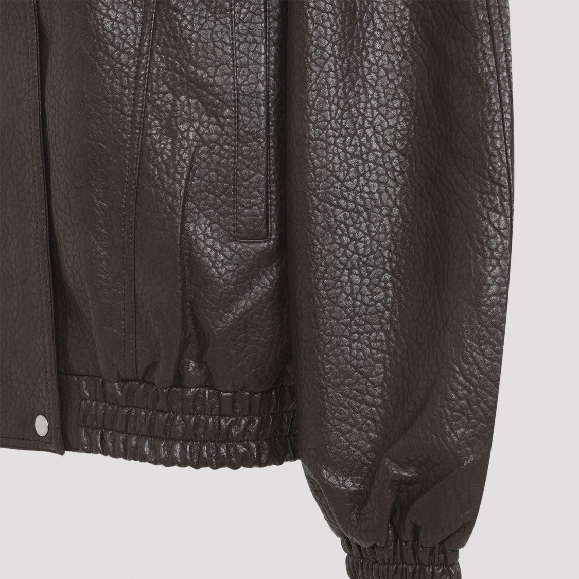 The Frankie Shop Textured Brown Polyurethane Jacket With Fitted Silhouette