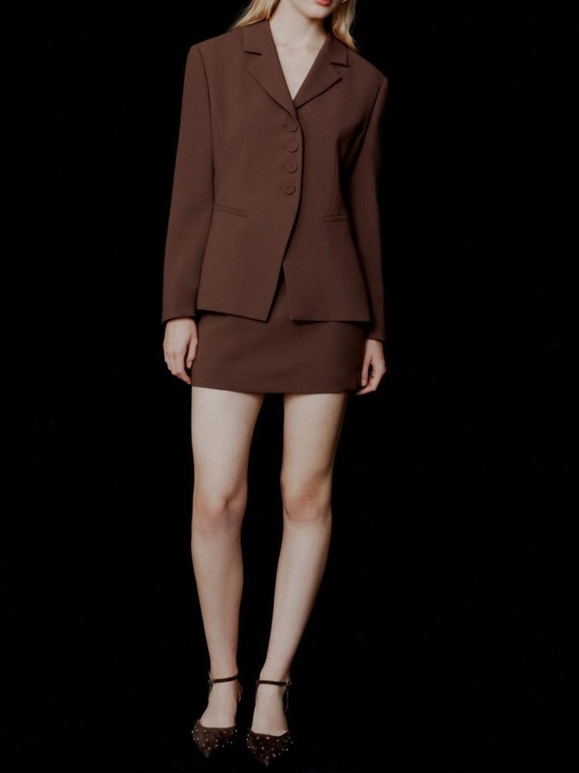 Marella Brown Mltbig Tailored Structured Wool Jacket