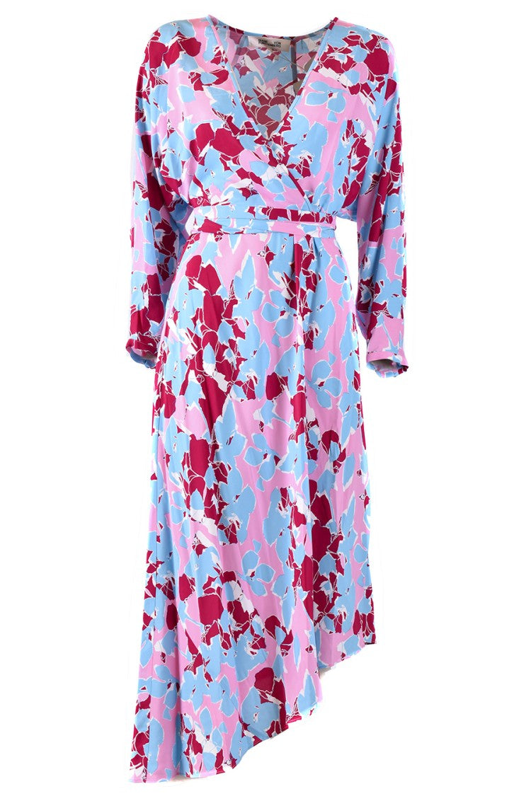 Diane Von Furstenberg Multicolor Floral Midi Dress Asymmetrical Belt