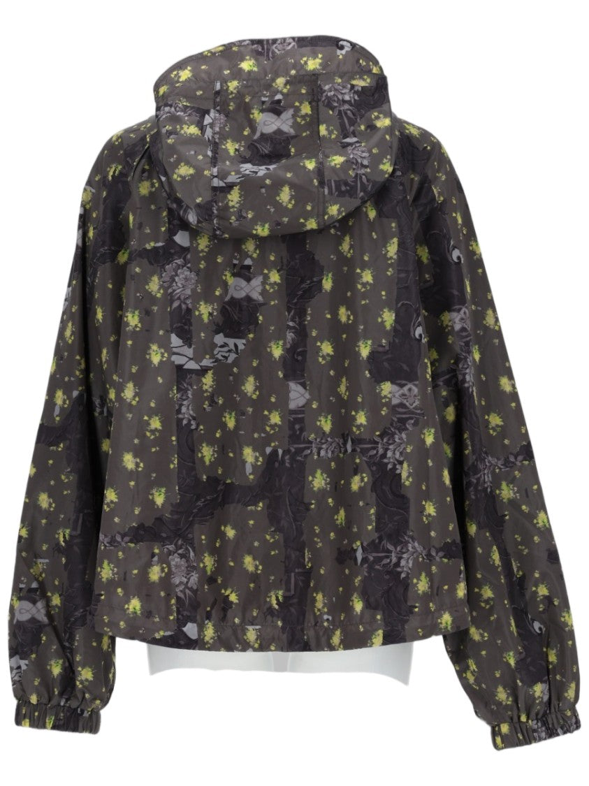 Ganni Abstract Floral Hood Elastic Cuffs Jacket