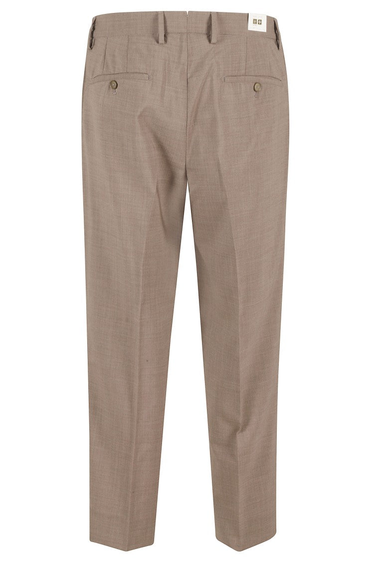 Briglia Tobacco Easy Darts Front Belt Loops Wool-Blend Straight-Leg Pants