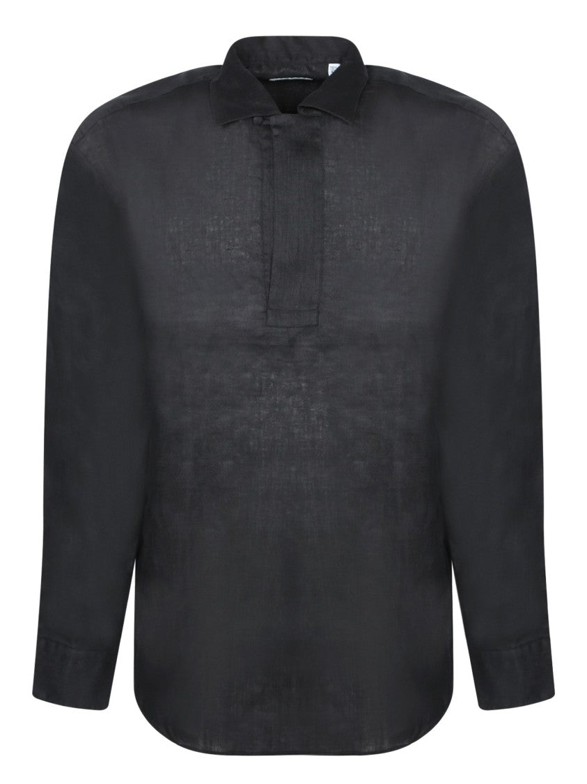 Tagliatore Long Sleeve Black Linen Shirt