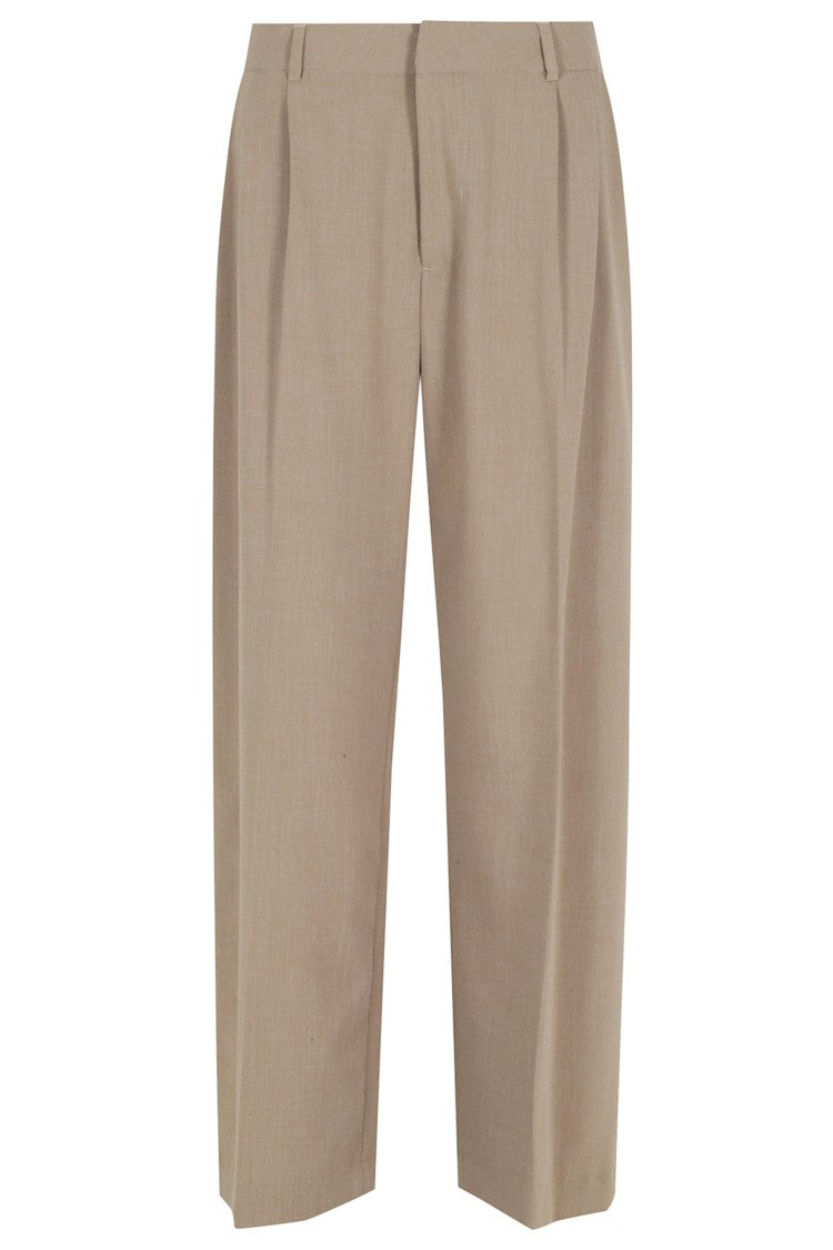 Thestroy Anthem Beige Double-Darted Wide-Leg Trousers