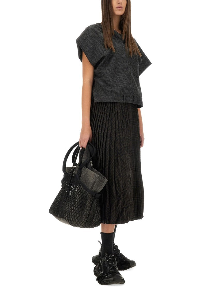 Balenciaga Pleated Wool Skirt With Structured Silhouette