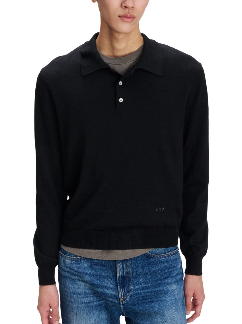 A.P.C. Polo Riou Virgin Wool Long-Sleeve Polo Shirt