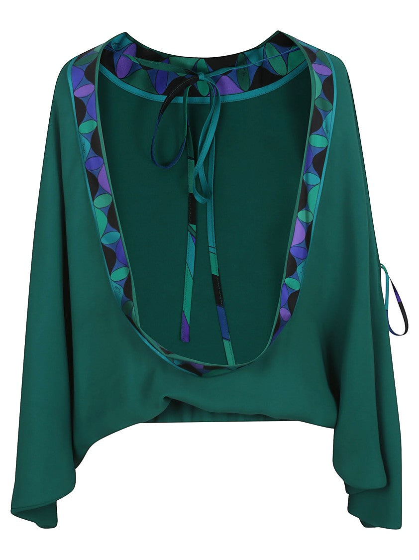 Emilio Pucci Loose Fit Crepe Marocain Blouse With Bow