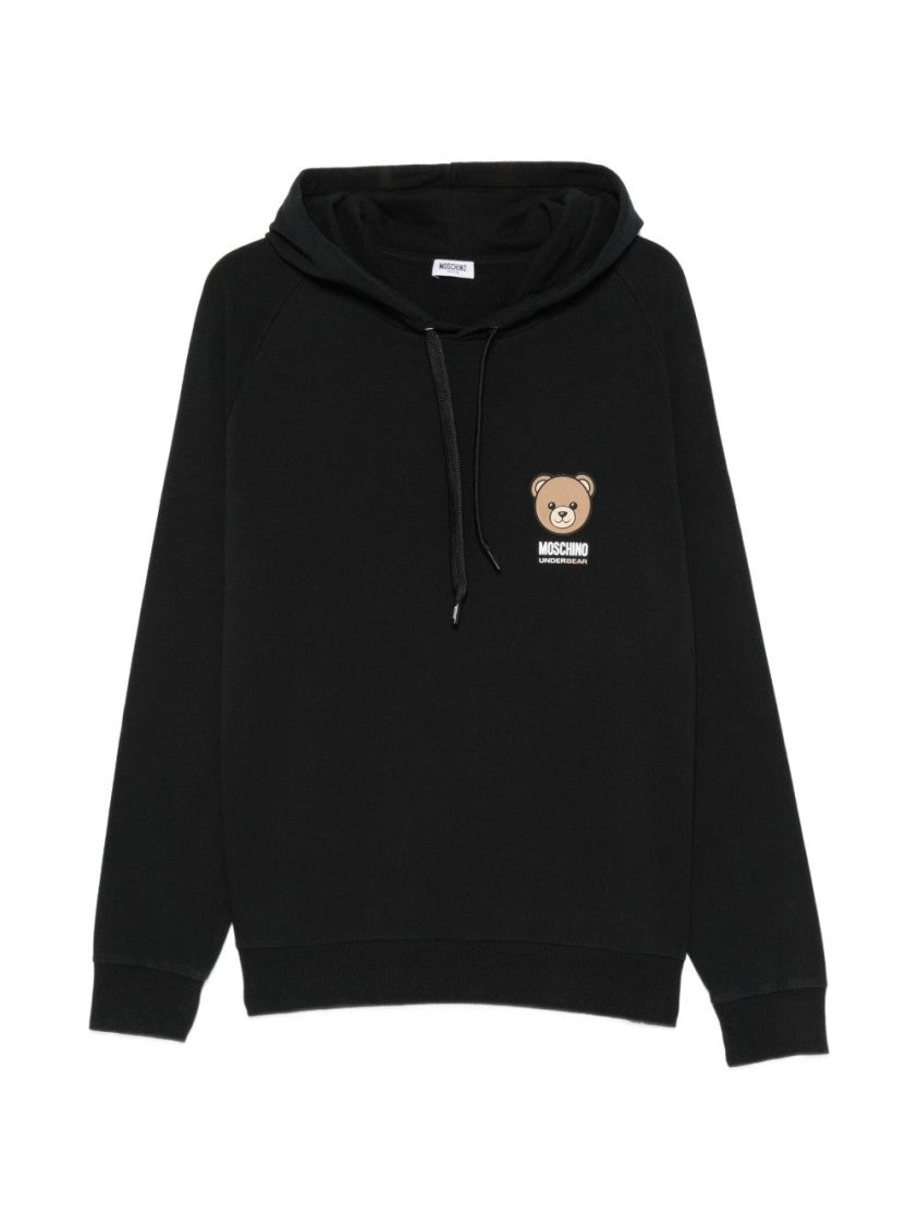 Moschino Black Silk And Nylon Hooded Sweatshirt