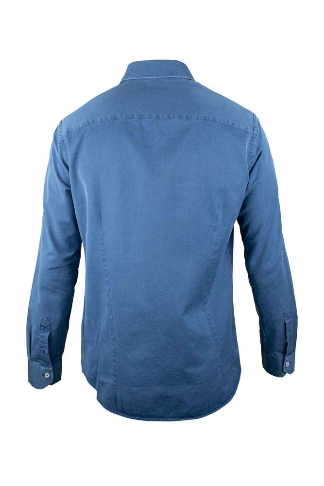 Moorer Blue Slim Fit Casual Shirt