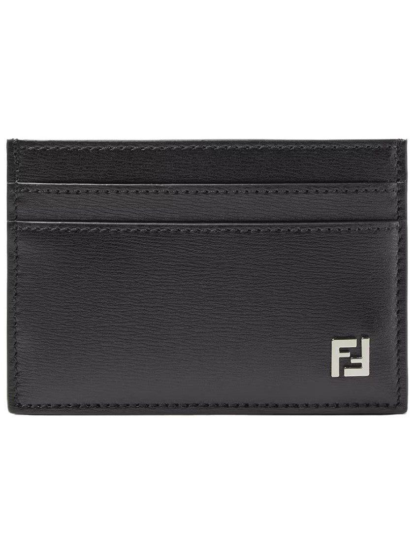 Fendi Squared Ff Black Leather Card Holder