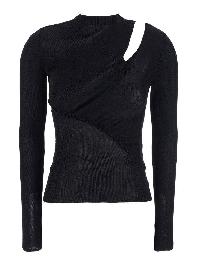 Self-Portrait Black Cut Out Viscose Knit Top