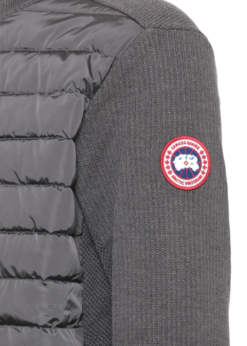 Canada Goose Grey Wool Short Padded Jacket With Down Front Panel