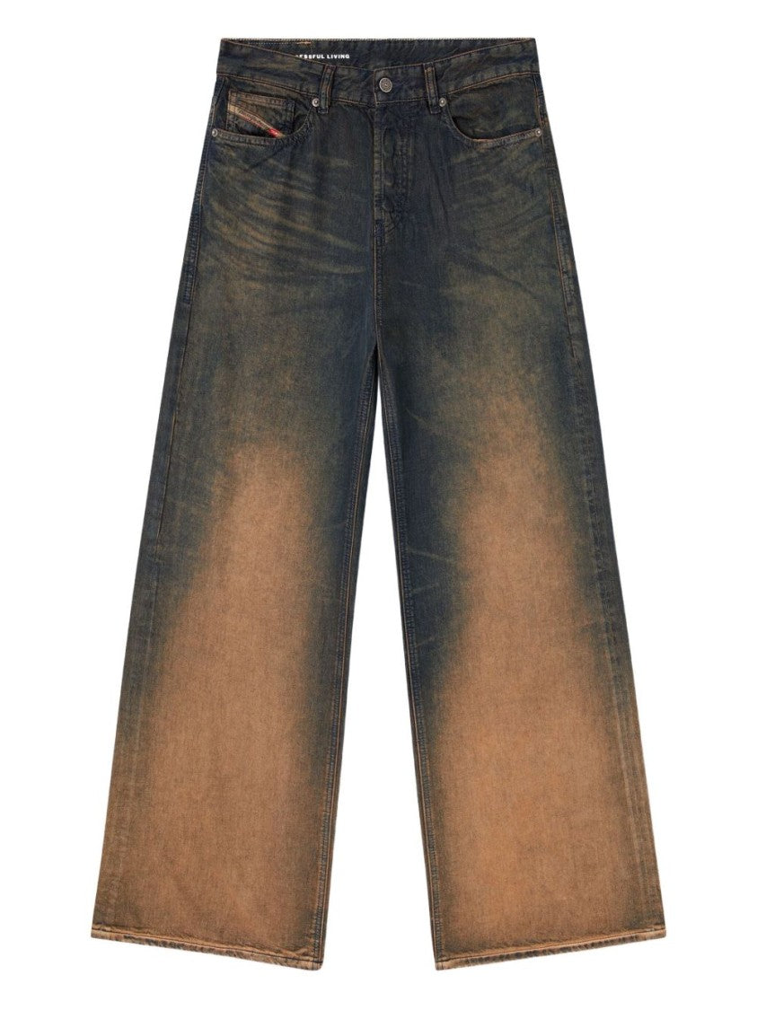 Diesel Faded Gradient Wide-Leg Jeans With Five-Pocket Design