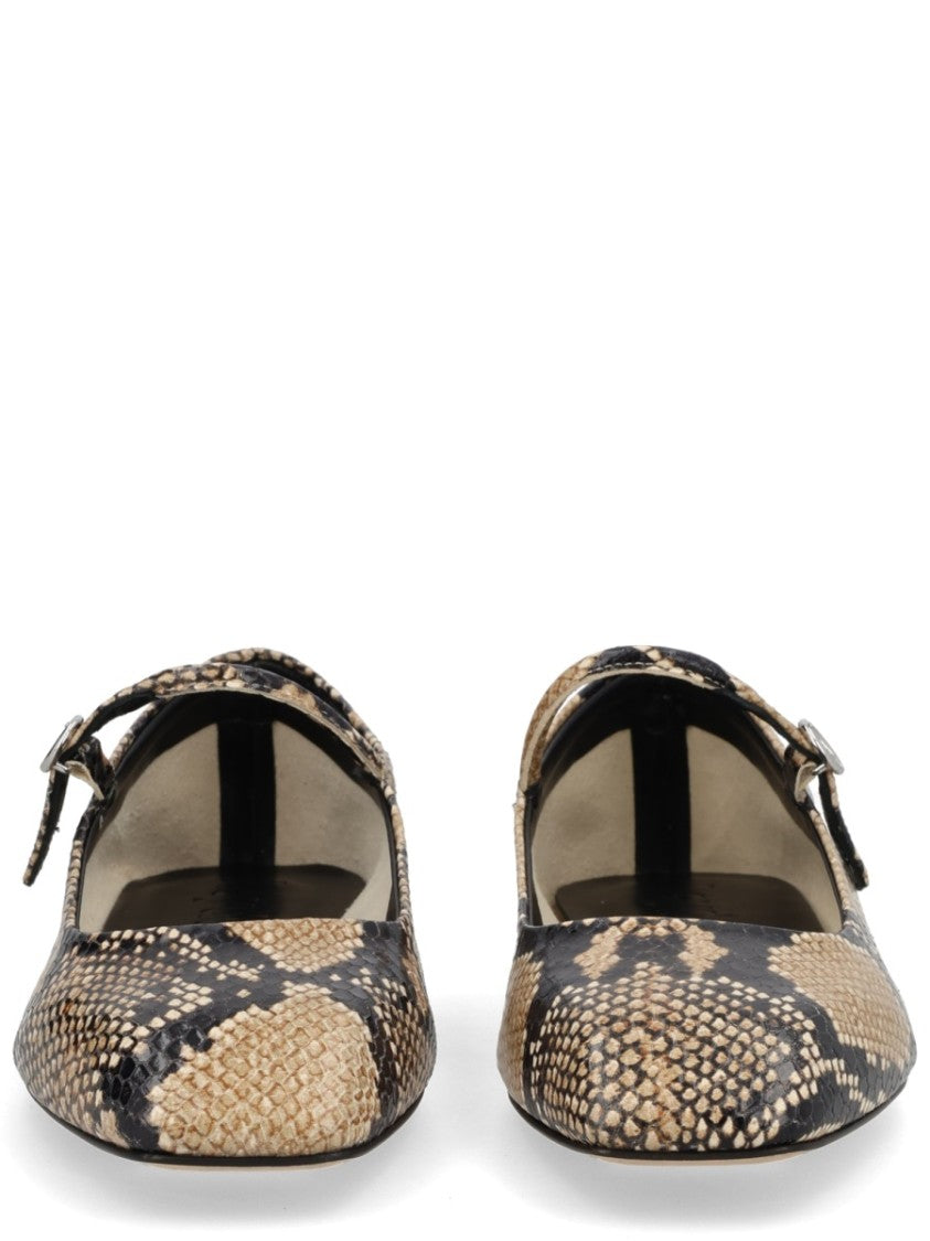 Aeydē Neutrals Uma Mary-Jane Snake Print Flats