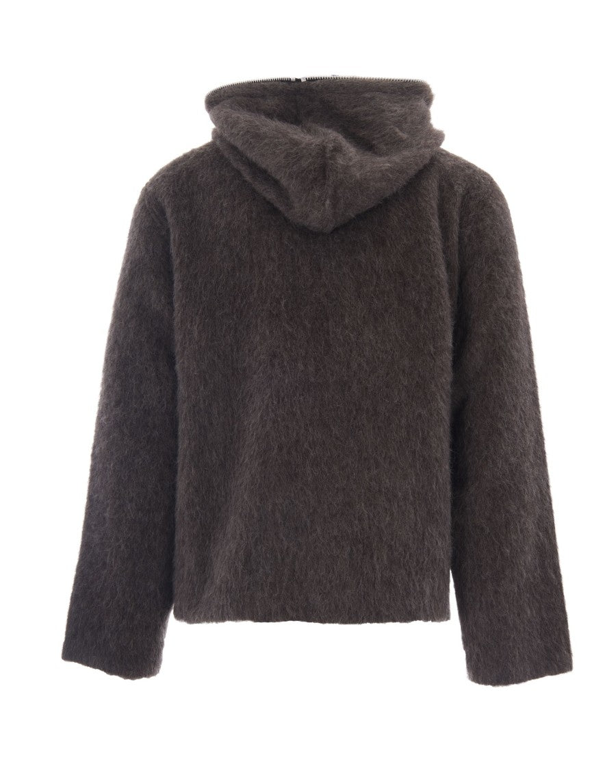 Our Legacy Full Zip Hoodie In Mole Grey Hairy Wool