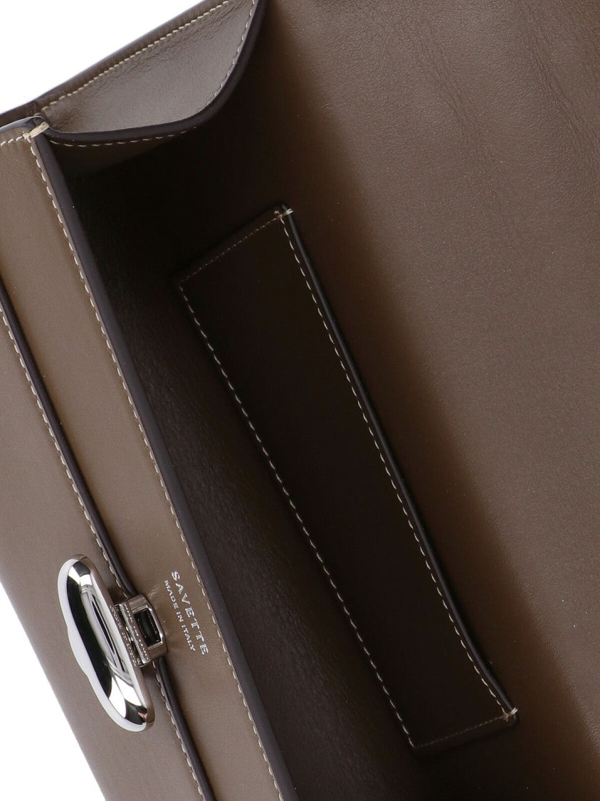 Savette Rectangular Handbag With Smooth Brown Exterior