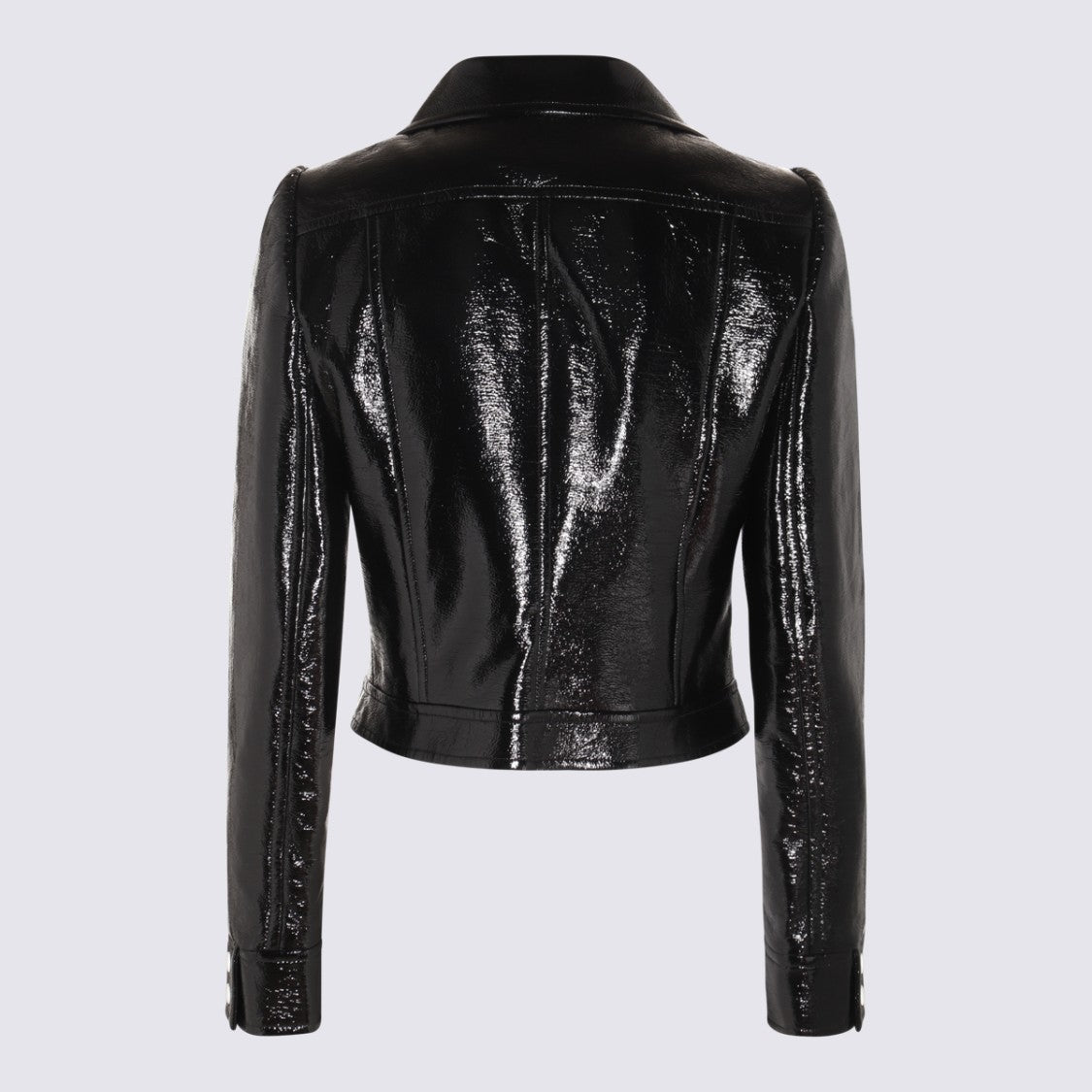 Courrèges Cropped Patent Leather Jacket With Structured Collar