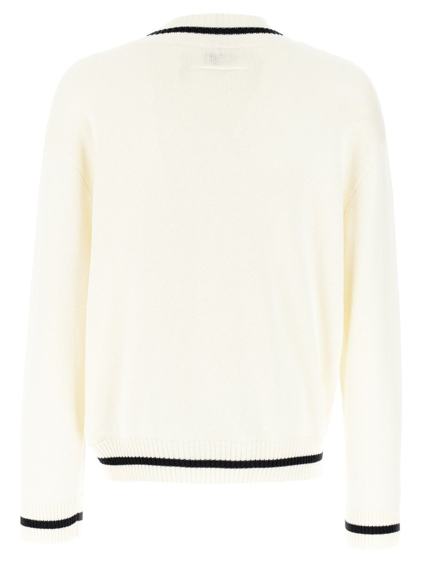 Mm6 By Maison Margiela V-Neck Cotton Blend Sweater