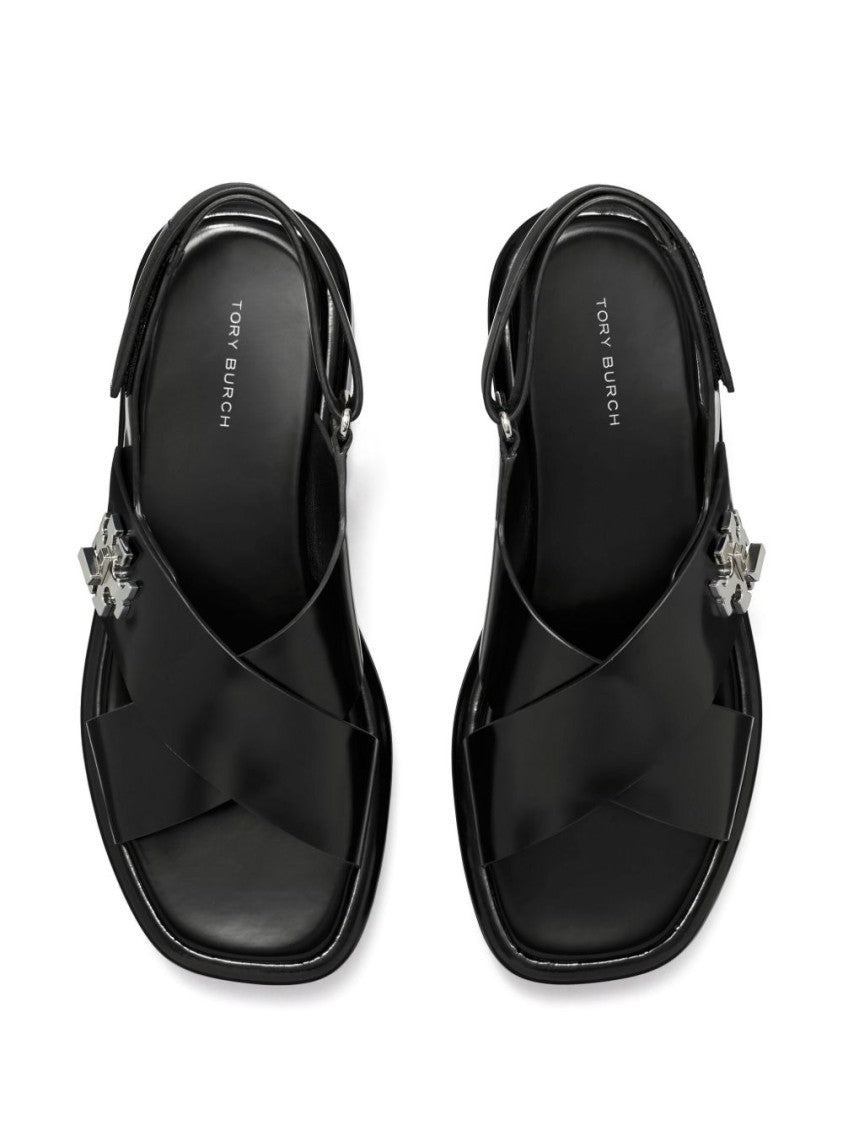 Tory Burch Cross-Strap Sandals With Tb Monogram