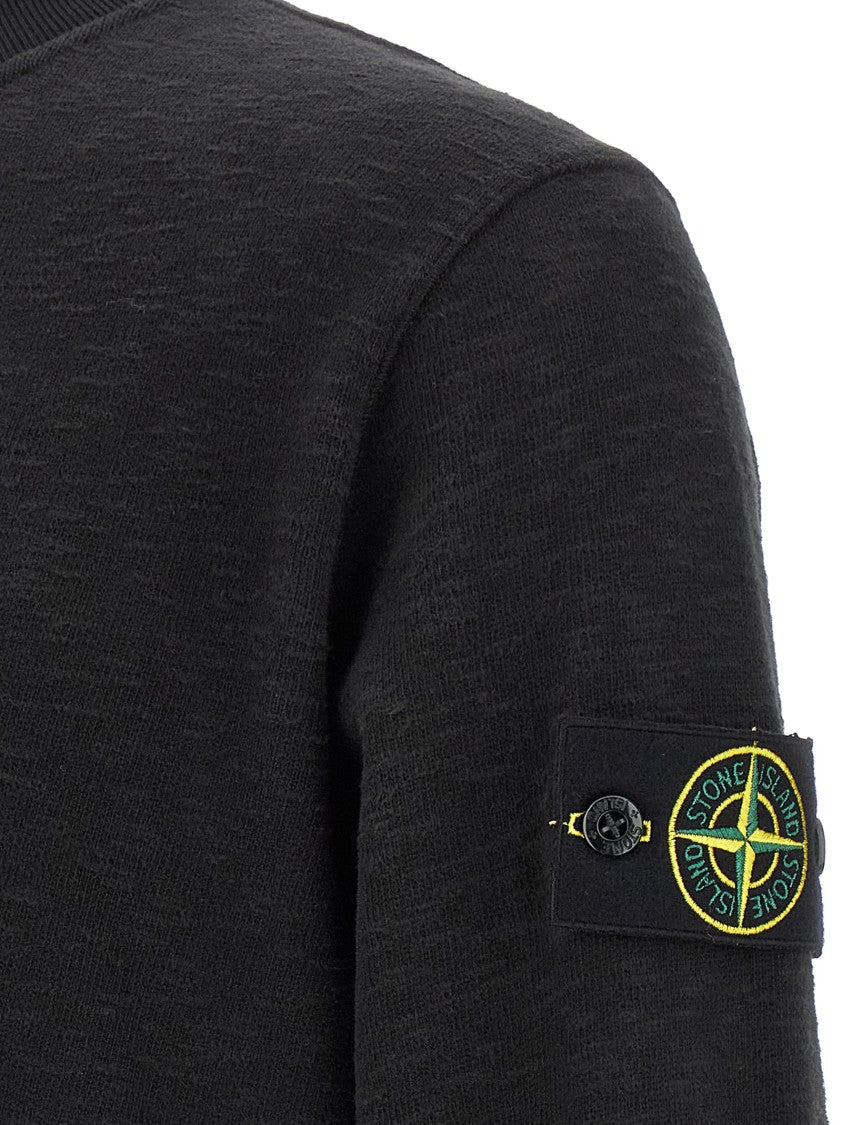 Stone Island Flamed Cotton Sweatshirt With Crew Neck