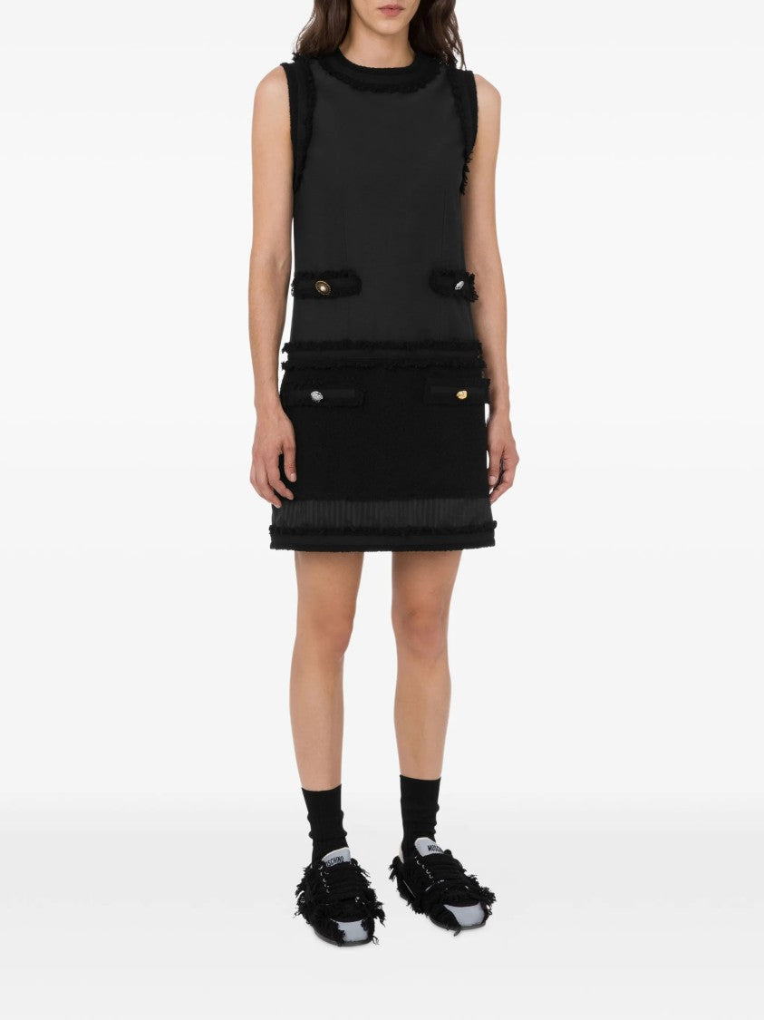 Moschino Sleeveless Mini Dress With Textured Boucle Trim