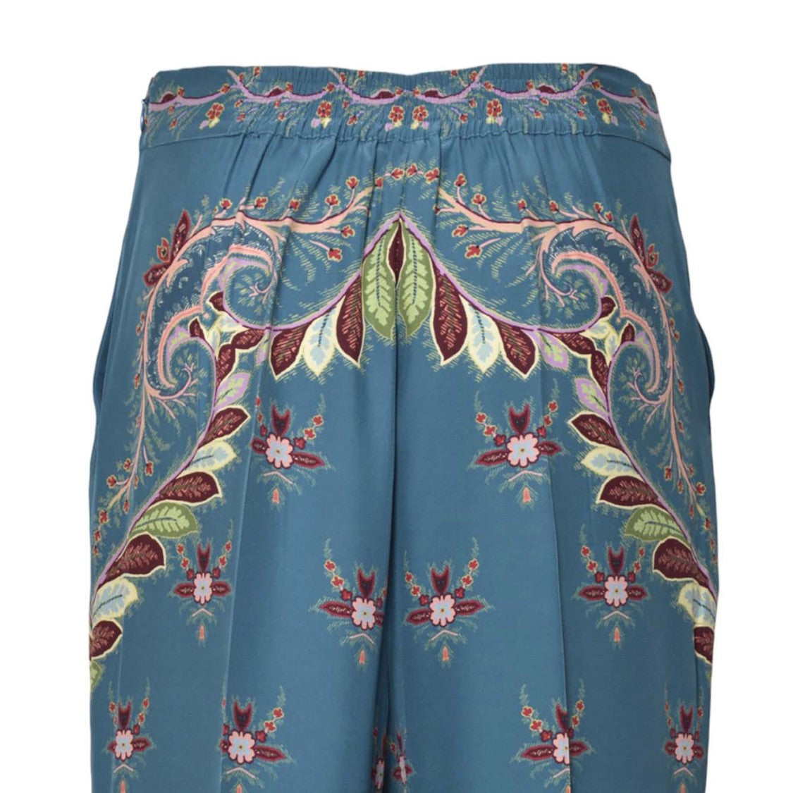 Etro Artistic Silk Trousers In Muted Avion Blue
