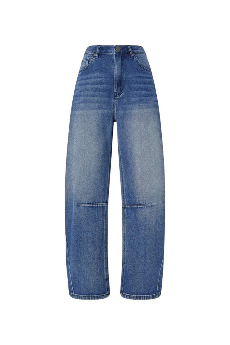Pinko Blue Cotton Wide-Leg Jeans