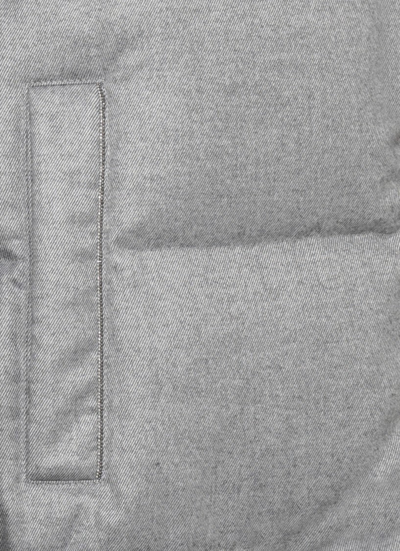Peserico Grey Hooded Quilted Long Down Jacket