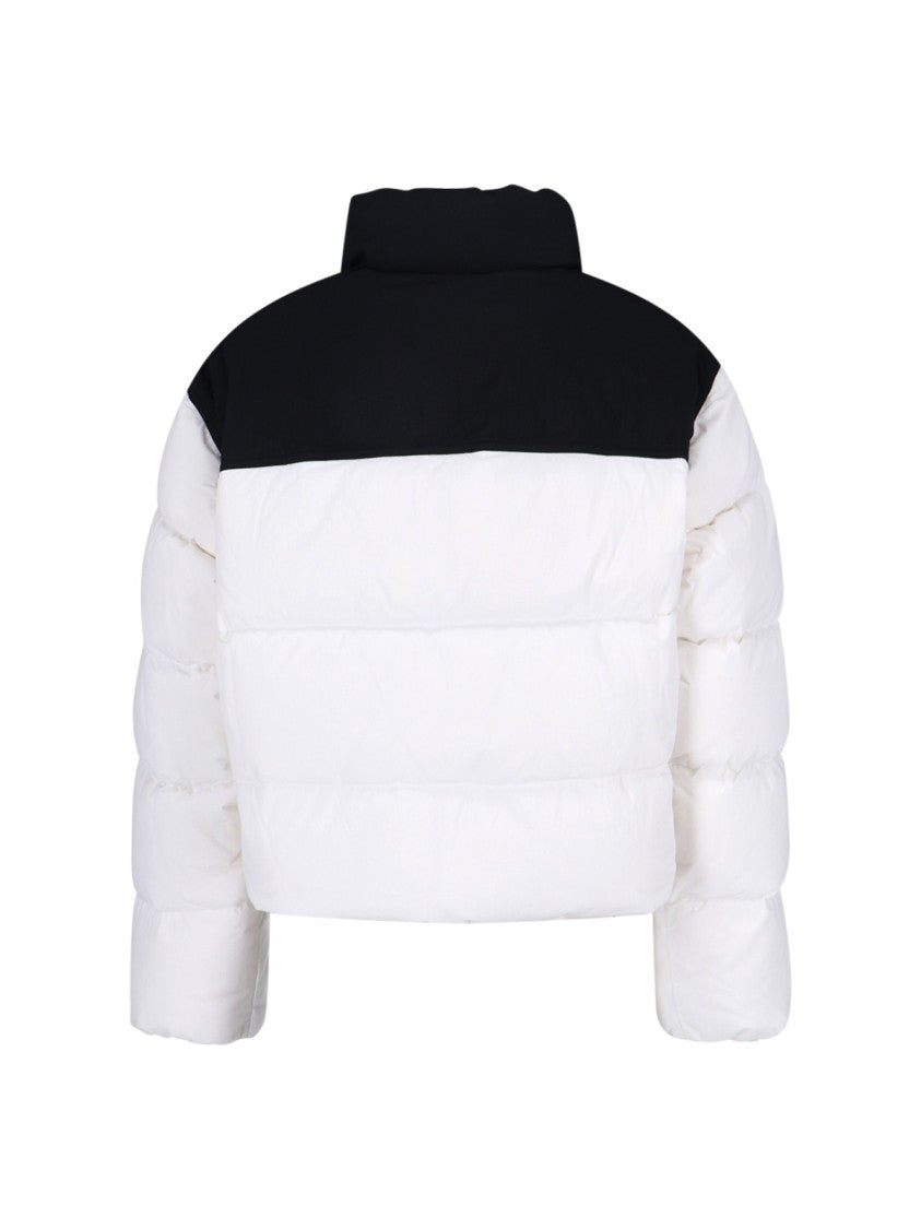 Alexander Wang Cropped White Puffer Jacket With High Collar And Contrast Panel