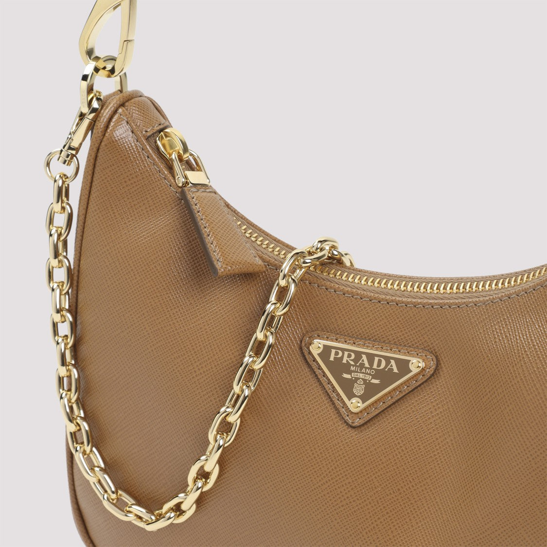 Prada Structured Brown Calf Leather Shoulder Bag