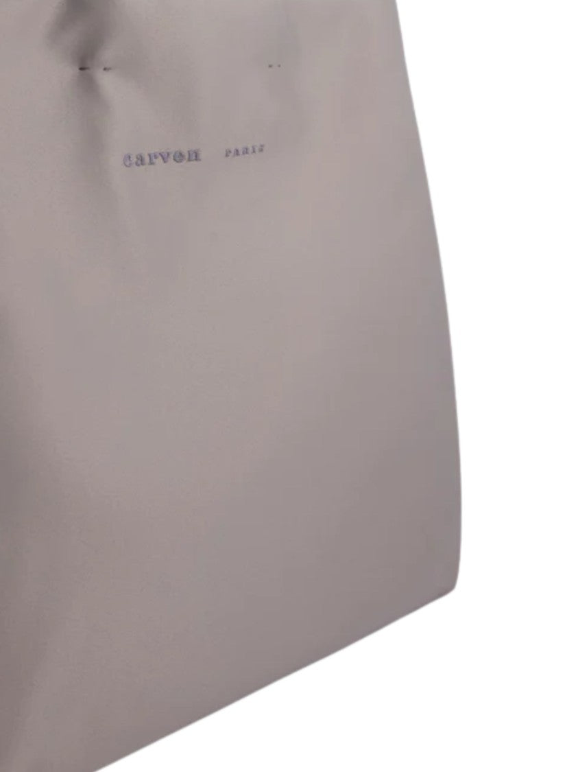 Carven Gray Matte Satin Leather Handles Tote Bag