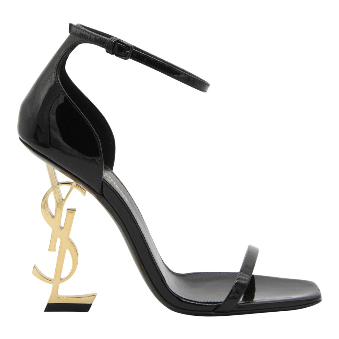 Saint Laurent High-Heeled Sandals With Sculptural Gold Monogram Heel