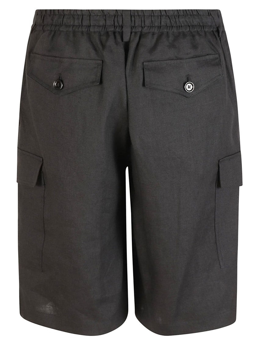 Dolce & Gabbana Tailored Black Linen Shorts With Cargo Pockets