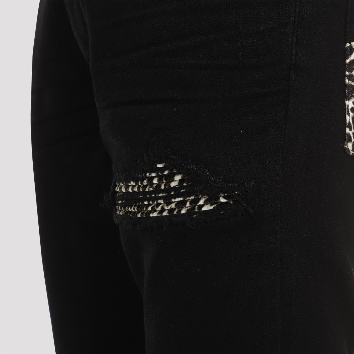 Amiri Distressed Black Jeans With Cotton Blend