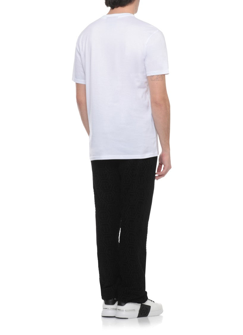 Philipp Plein White Front Logo Cotton T-Shirt