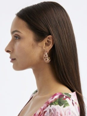 Oscar De La Renta Large Lattice Crystal Earrings