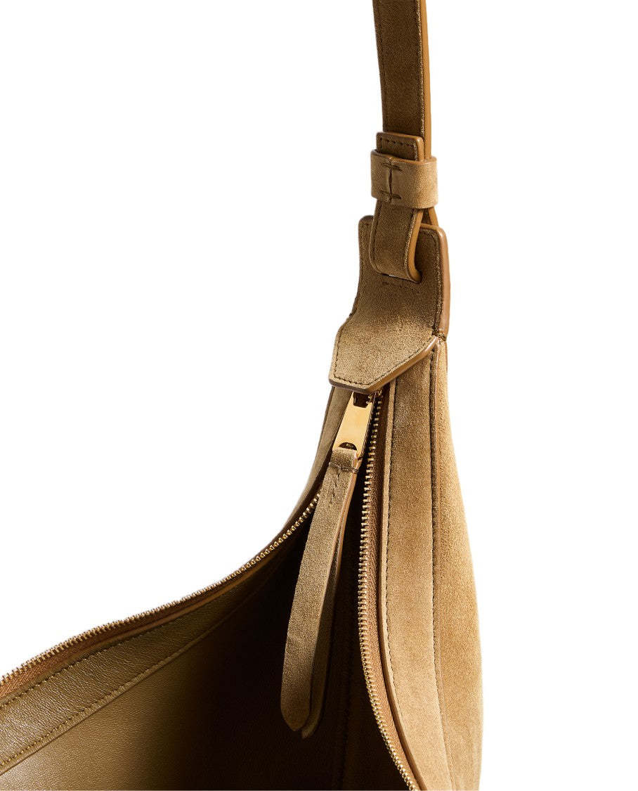 Khaite Crescent-Shaped Hobo Bag With Zip-Top Closure And Adjustable Strap